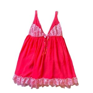 Victoria's Secret Pink Red Lace Babydoll Coquette Bow Y2K Mini Dress